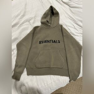 Fear of god Essentials knit pullover hoodie in color Harvest
